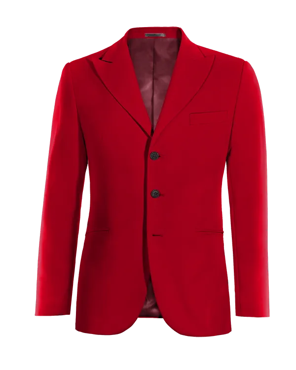  Blazer rojo intenso solapa en pico esencial de 3 botones