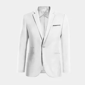  Blazer sin forro blanco nieve de lino esencial de 1 botón