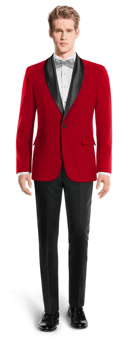  Blazer Smoking rojo intenso solapa ancha de entretiempo de 1 botón