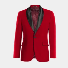  Blazer Smoking rojo intenso solapa ancha de entretiempo de 1 botón