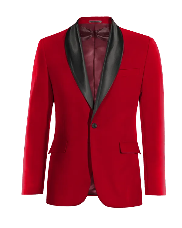  Blazer Smoking rojo intenso solapa ancha de entretiempo de 1 botón