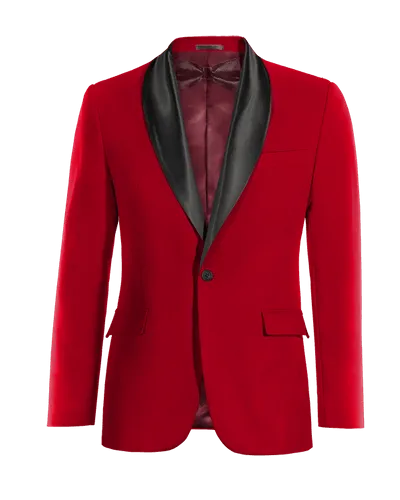  Blazer Smoking rojo intenso solapa ancha de entretiempo de 1 botón