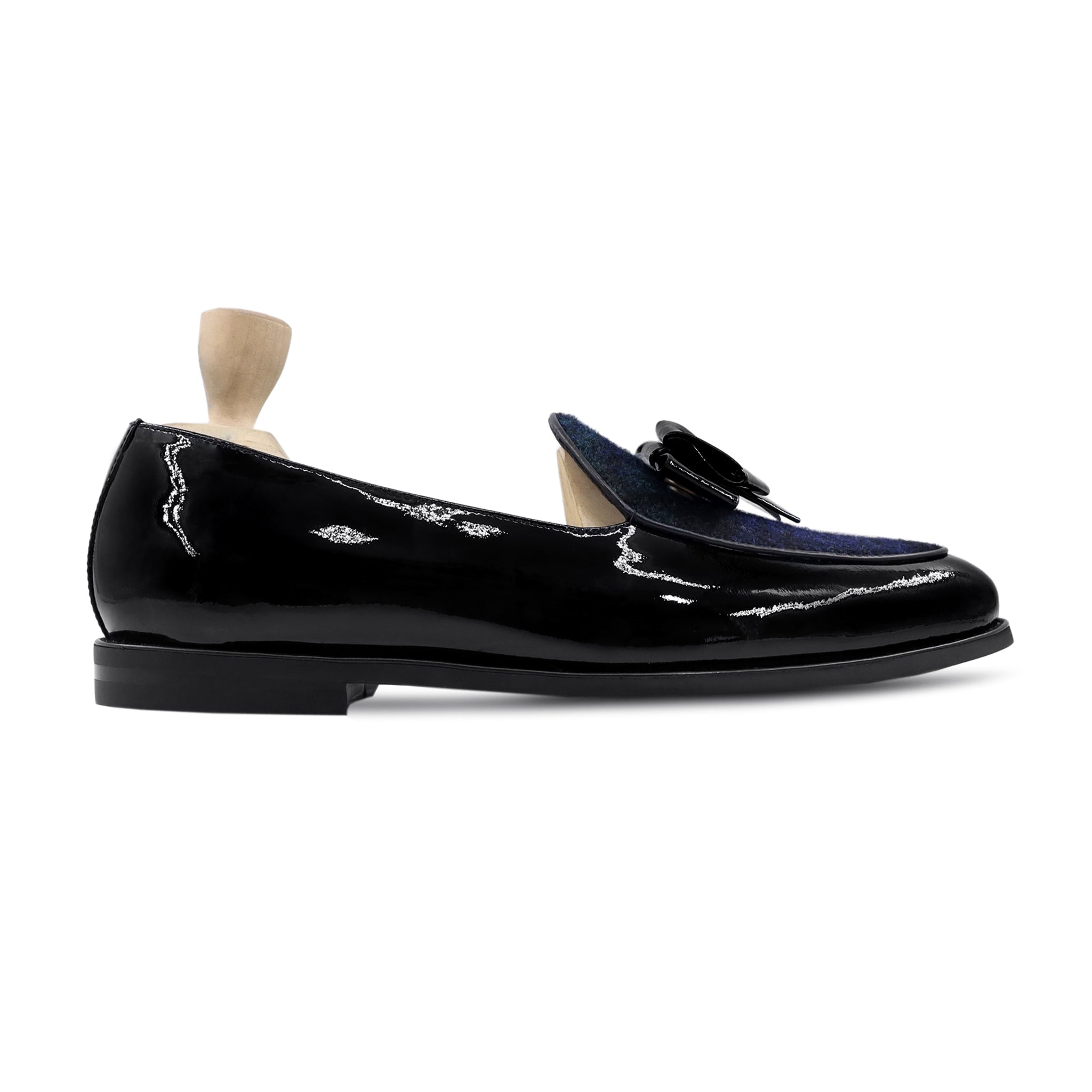 BRAYAN - FUSION OF BLACK PATENT AND HARRIS TWEED LOAFER