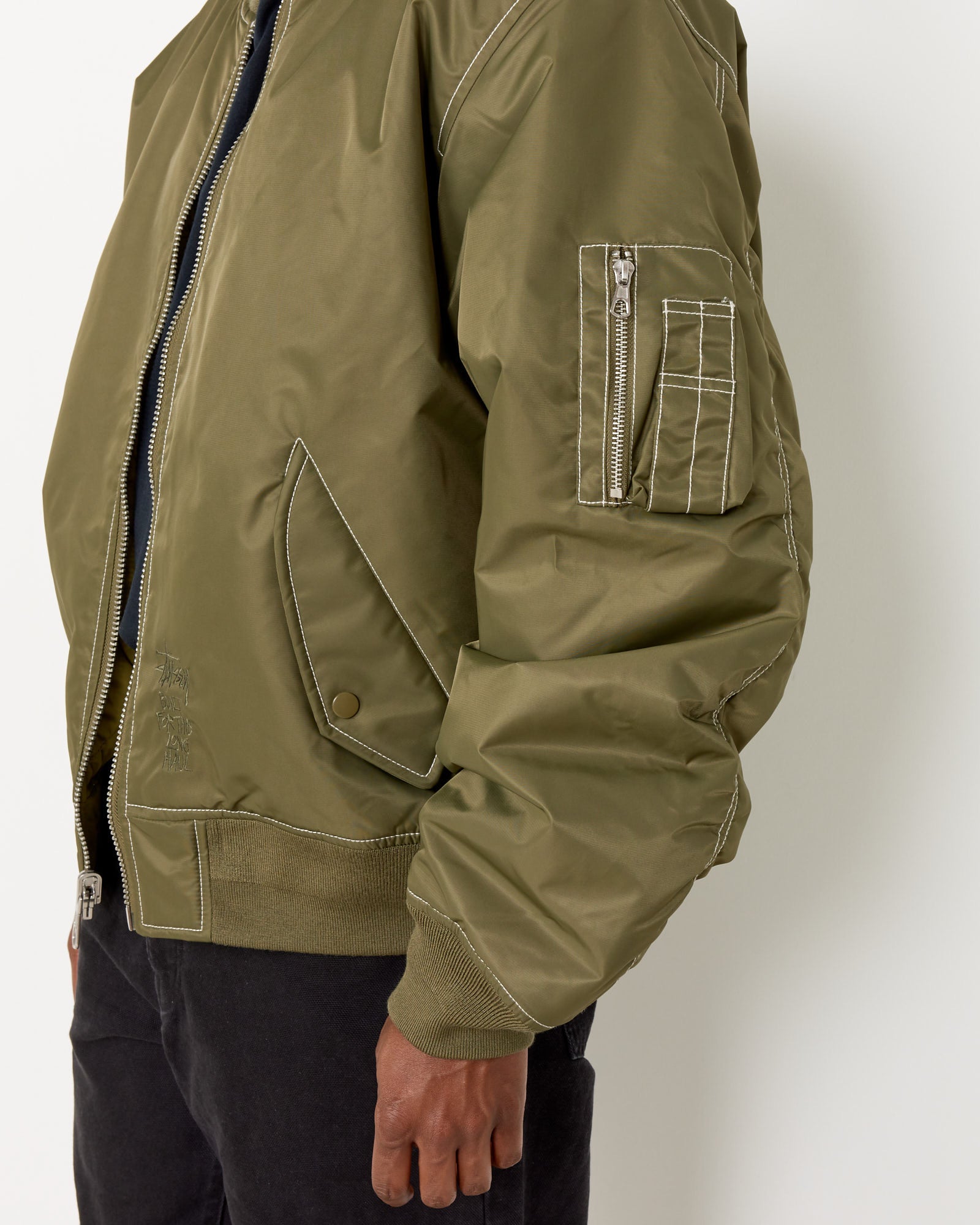 Built Bomber Jacket in Olive