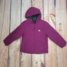 Carhartt Girls Canvas Insulated Hooded Jacket Plum Caspia