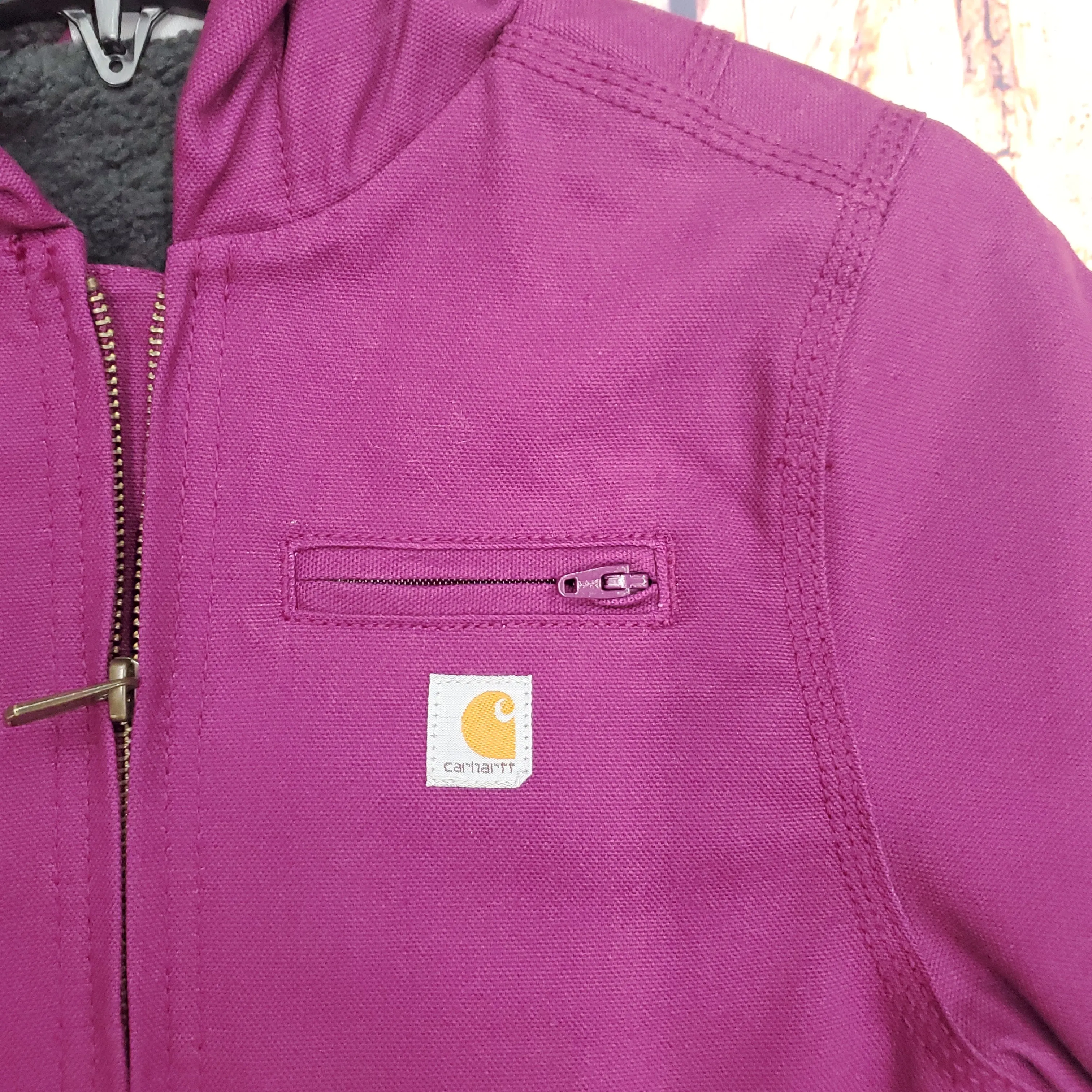 Carhartt Girls Canvas Insulated Hooded Jacket Plum Caspia