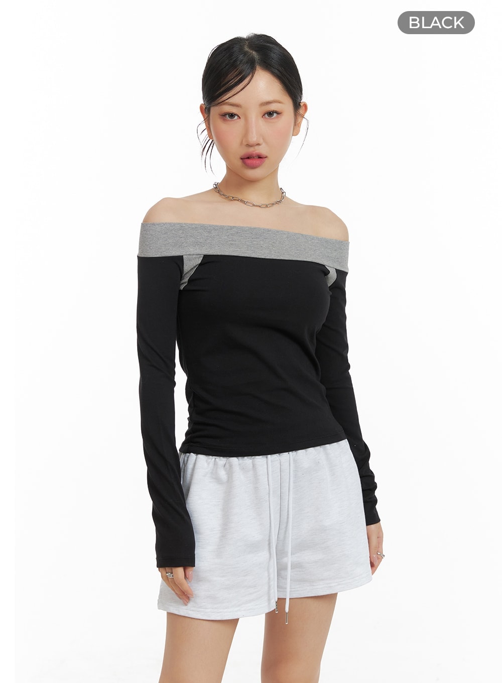 Color Block Off-Shoulder Top CM420