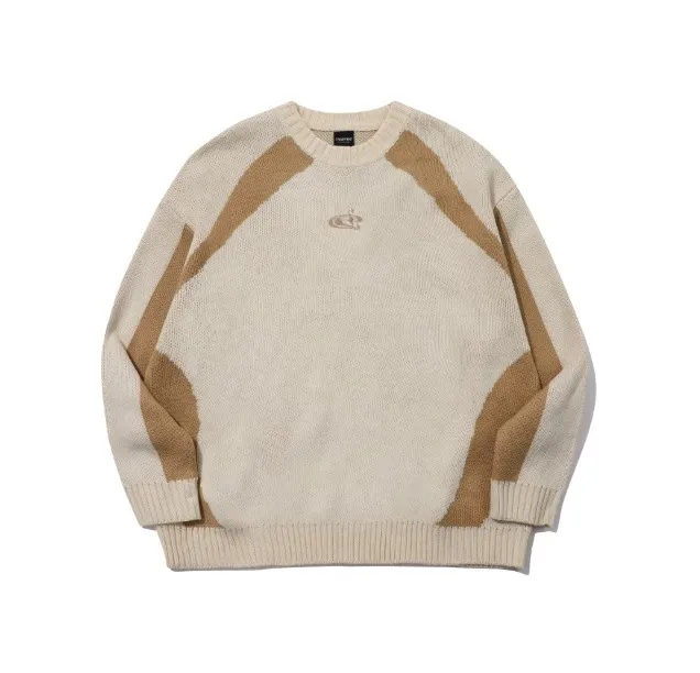 COMPAGNO  |Unisex U-Neck Long Sleeves Oversized Logo Sweaters