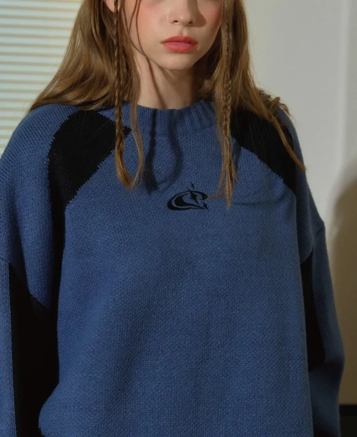 COMPAGNO  |Unisex U-Neck Long Sleeves Oversized Logo Sweaters