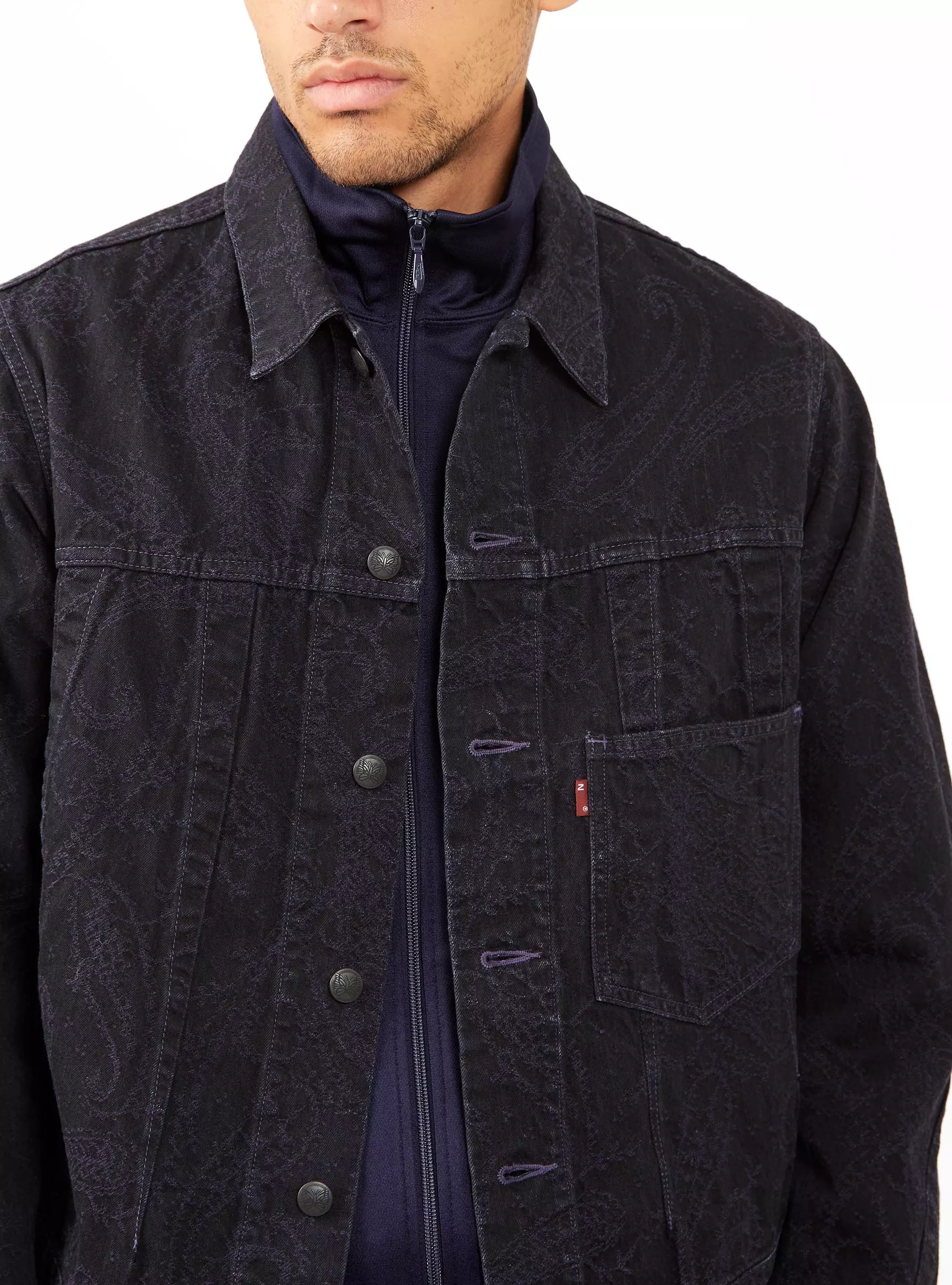 Darts 10oz Paisley Denim Jacket Black