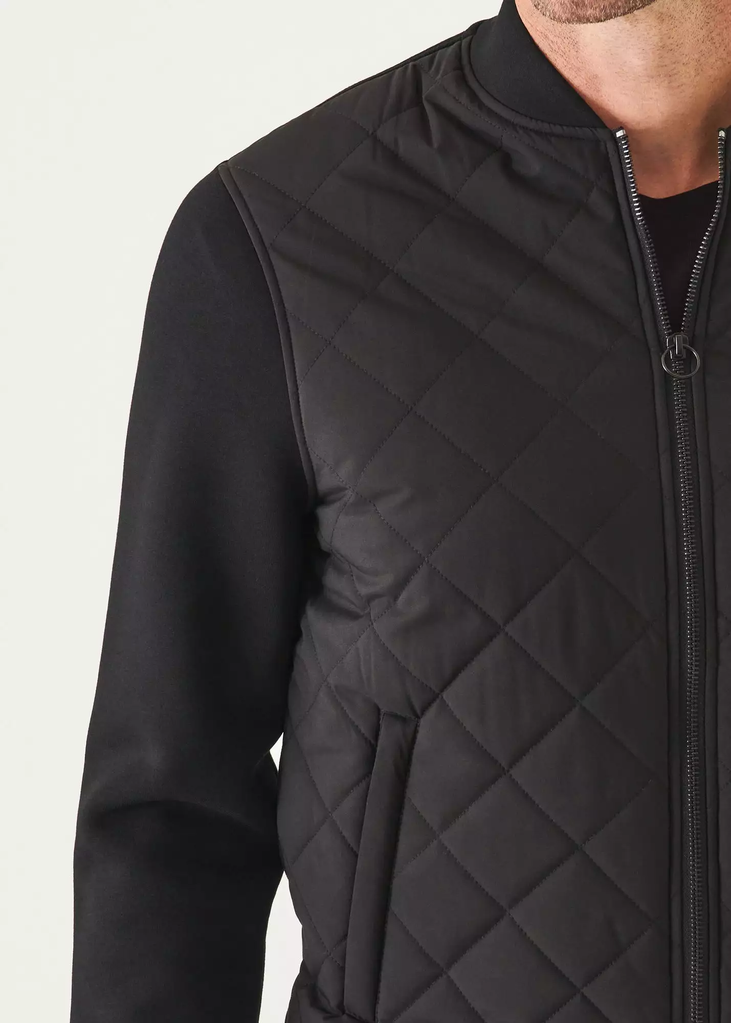 DIAMOND QUILTED ZIP-UP BOMBER JACKET