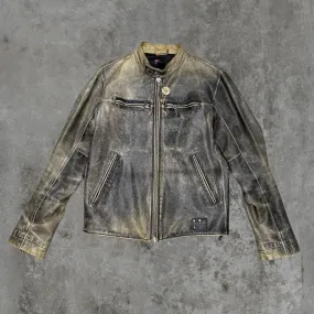 DIESEL DISTRESSED 90'S LEATHER JACKET - L