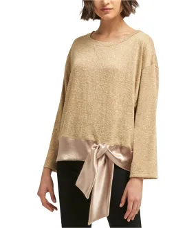 Dkny Womens Tie Hem Metallic Pullover Sweater