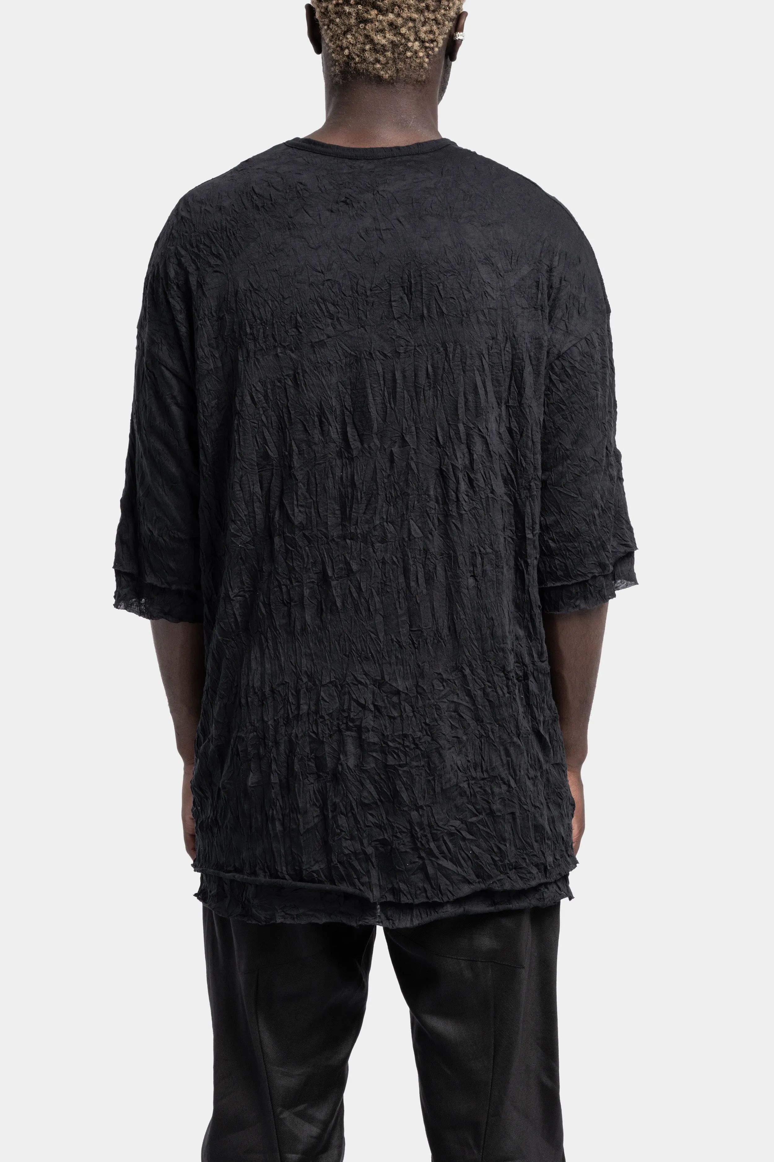 Double layer crinkled cotton oversized tee