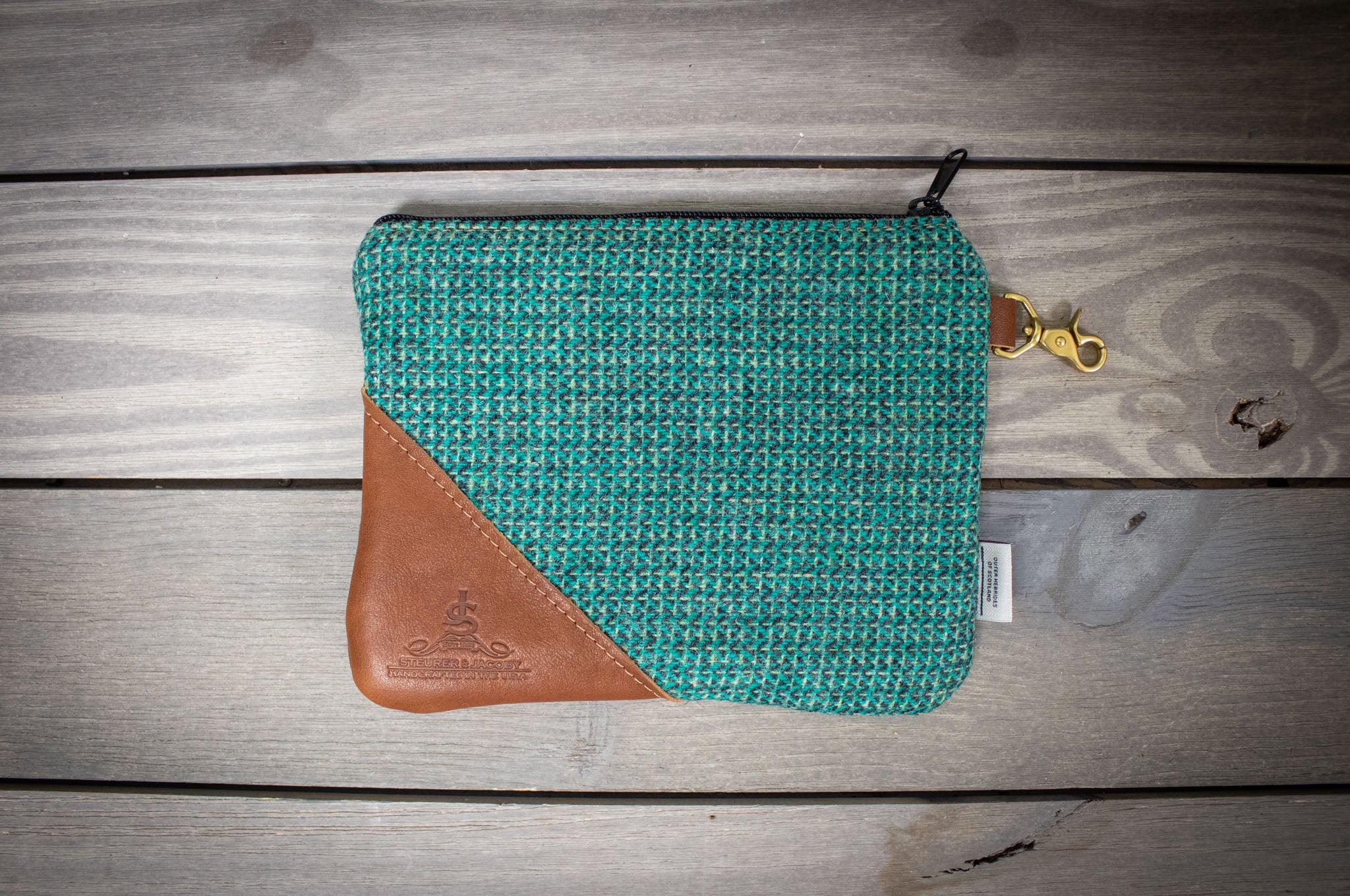 Harris Tweed Putter Cover and Valuables Pouch in Green