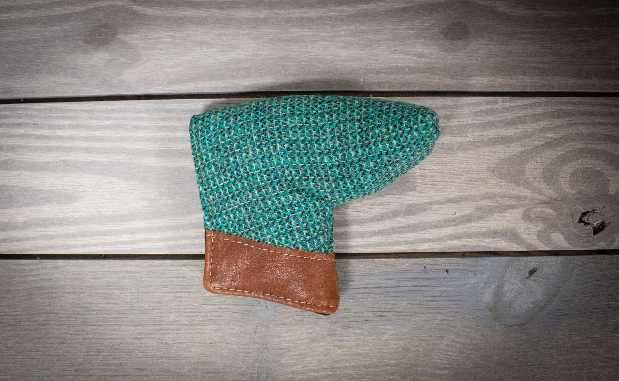 Harris Tweed Putter Cover and Valuables Pouch in Green