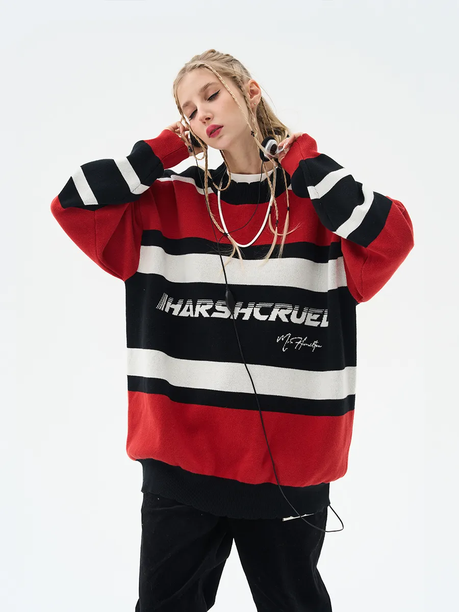 HARSH AND CRUEL  |Unisex Street Style Long Sleeves Cotton Oversized Logo