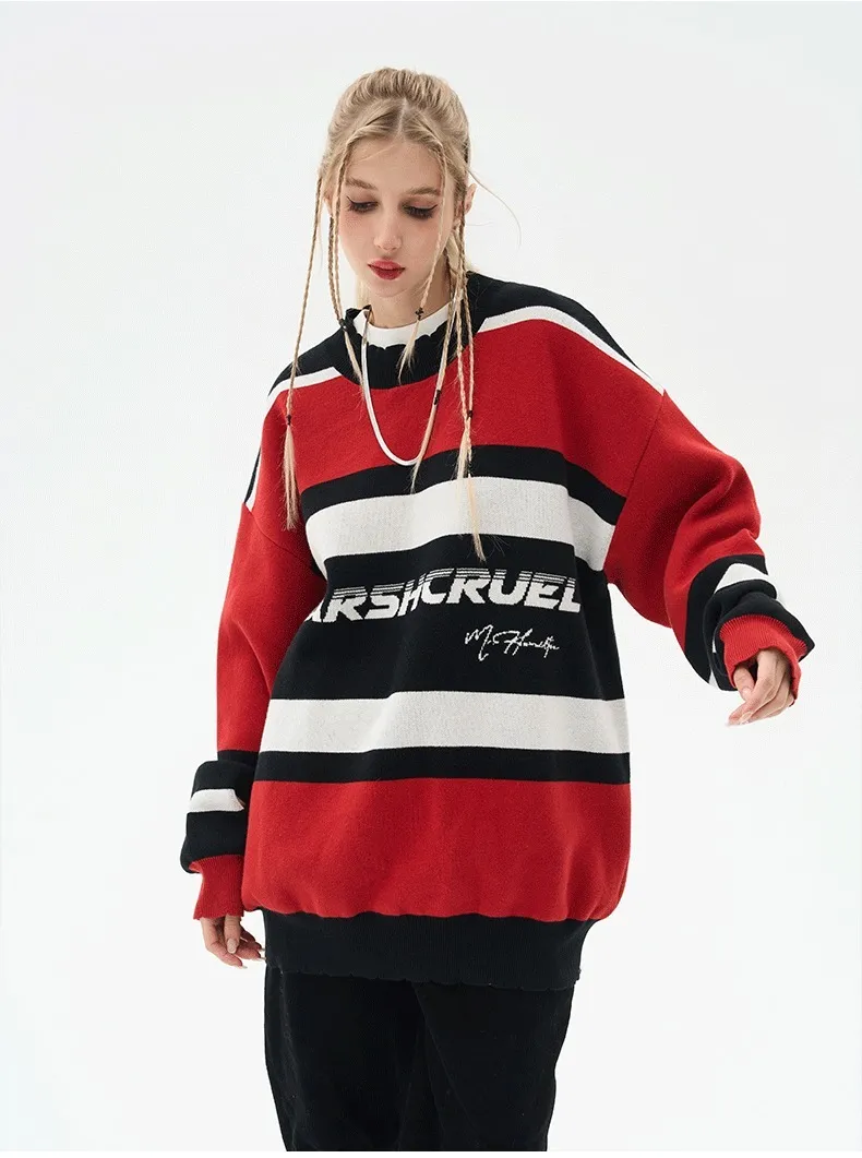 HARSH AND CRUEL  |Unisex Street Style Long Sleeves Cotton Oversized Logo