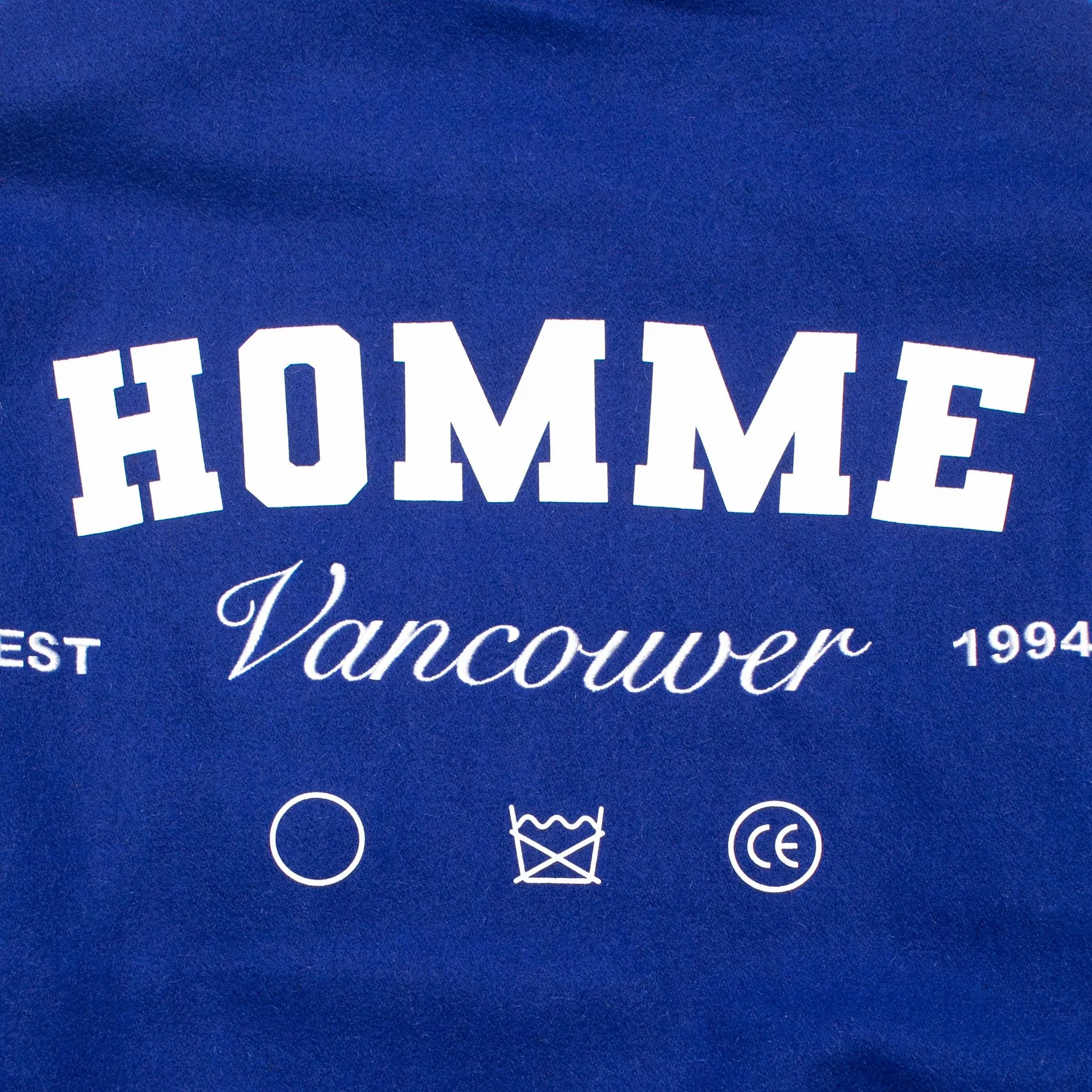 HOMME+ Wool Varsity Jacket Blue/White