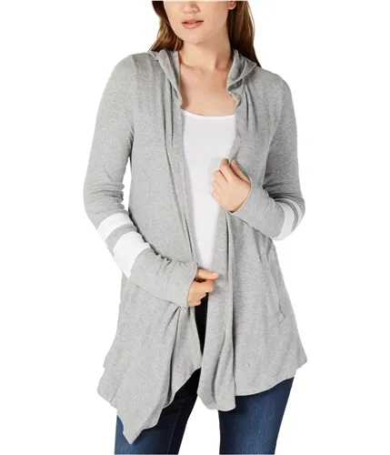 I-N-C Womens Hooded Varsity Cardigan Sweater