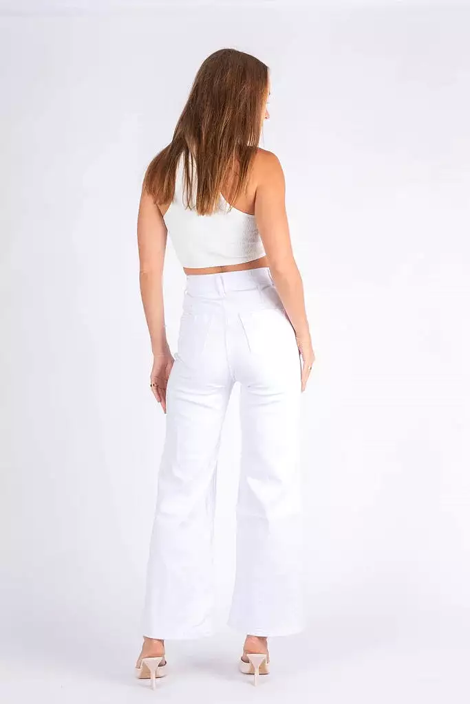 Isla Stretch Wide Leg White