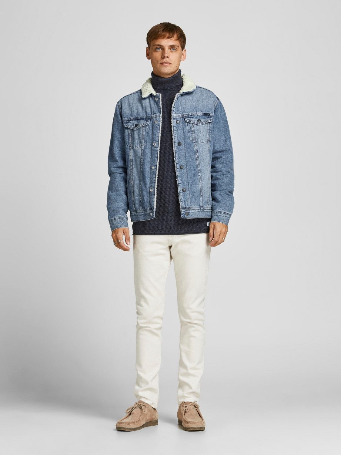 Jack & Jones Mens Fleece Body Lined Denim Jacket