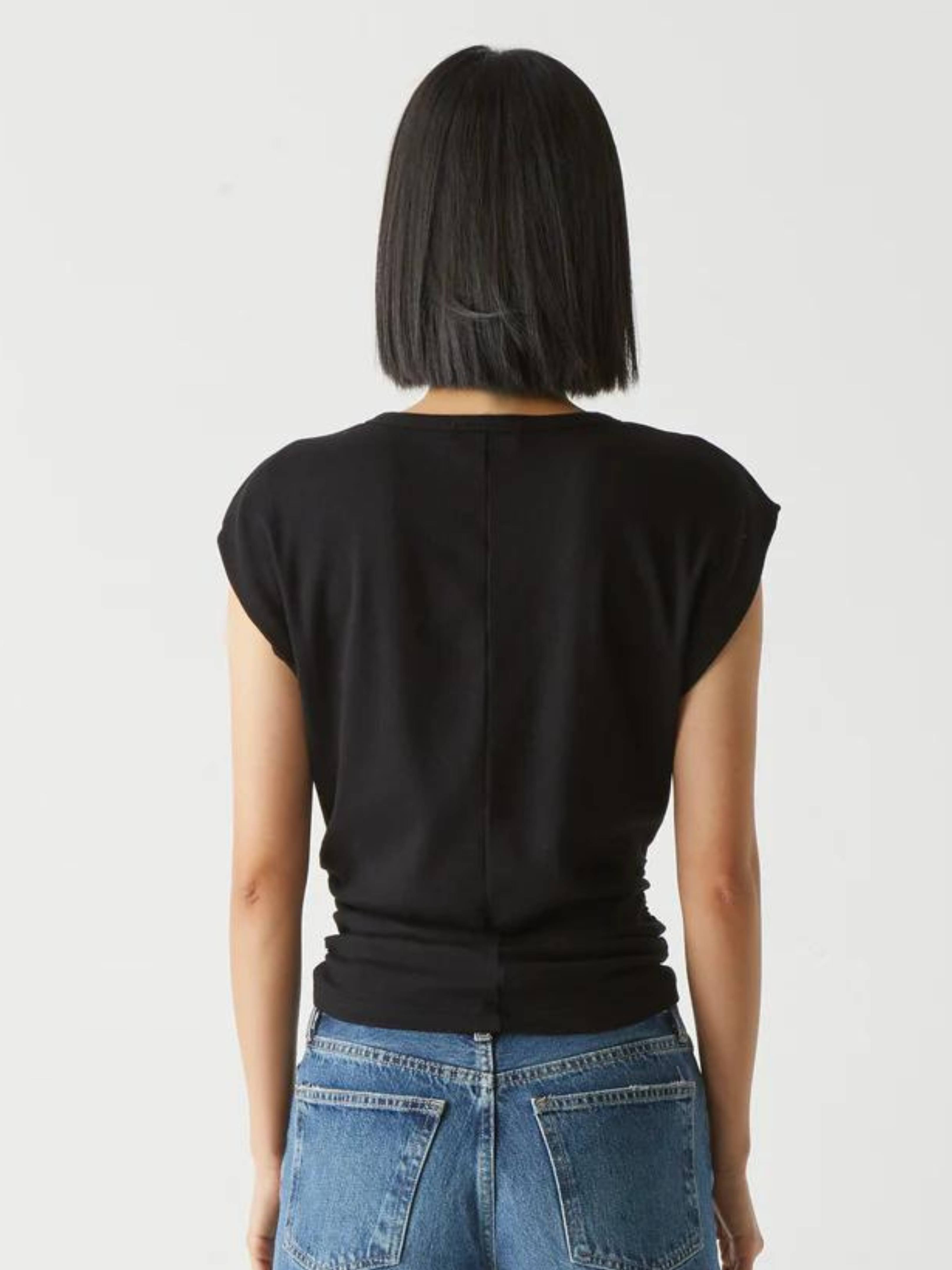 Joni Power Shoulder Top - Black