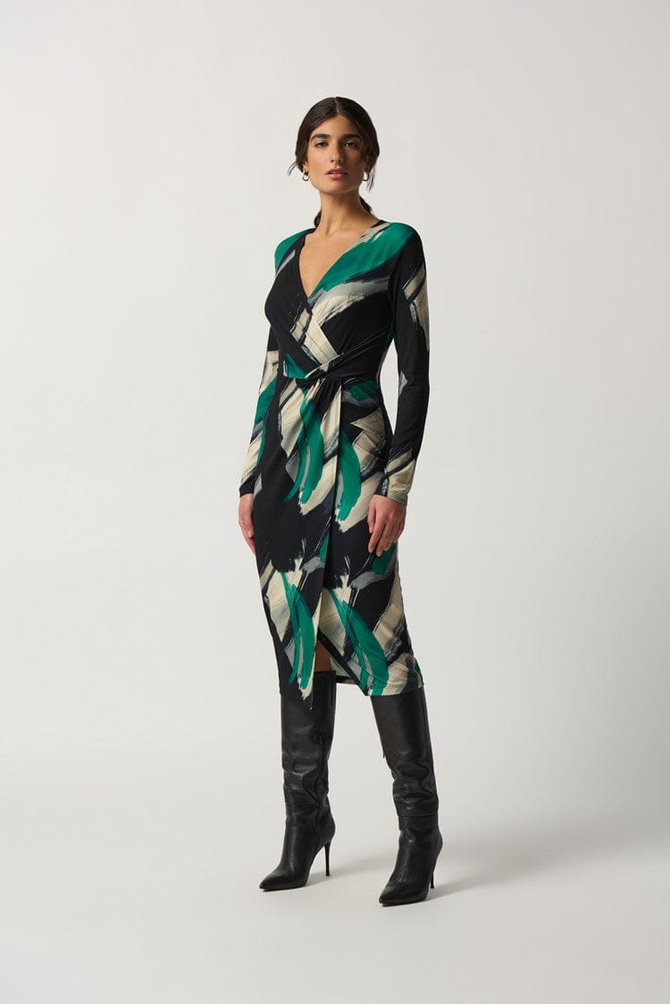 Joseph Ribkoff Abstract Print Wrap Dress - 233127