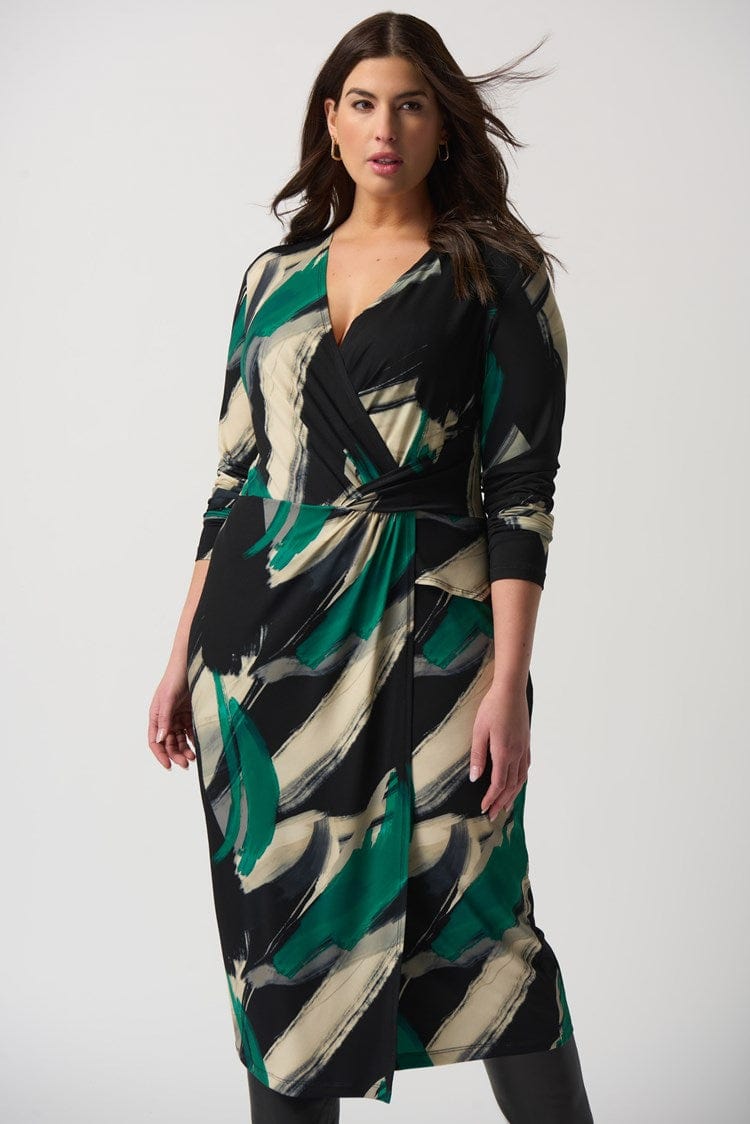 Joseph Ribkoff Abstract Print Wrap Dress - 233127