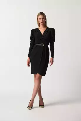 Joseph Ribkoff Puff Sleeve Belted Wrap Dress - 233075