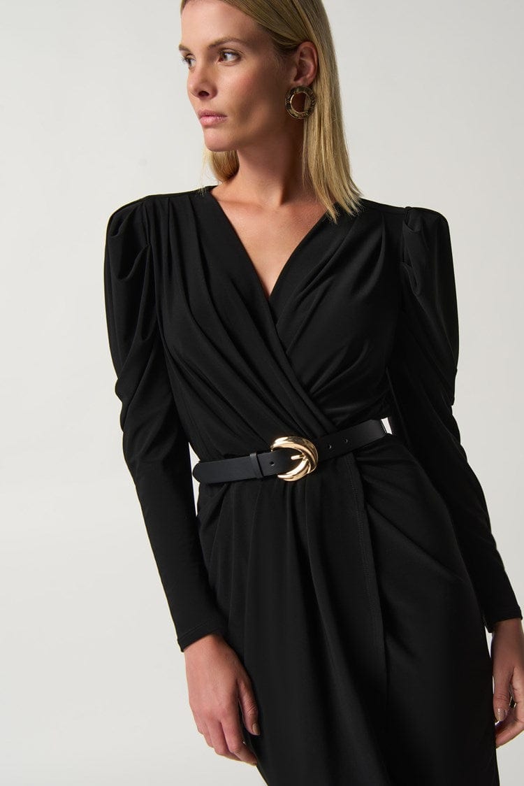 Joseph Ribkoff Puff Sleeve Belted Wrap Dress - 233075