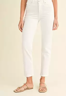 Just Black - Hem Detail Comfort Straight Leg Jean Optic White