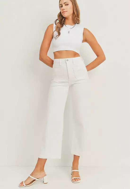 Just Black - Patch Pocket Wide Leg Jean Off White