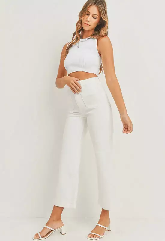 Just Black - Patch Pocket Wide Leg Jean Off White