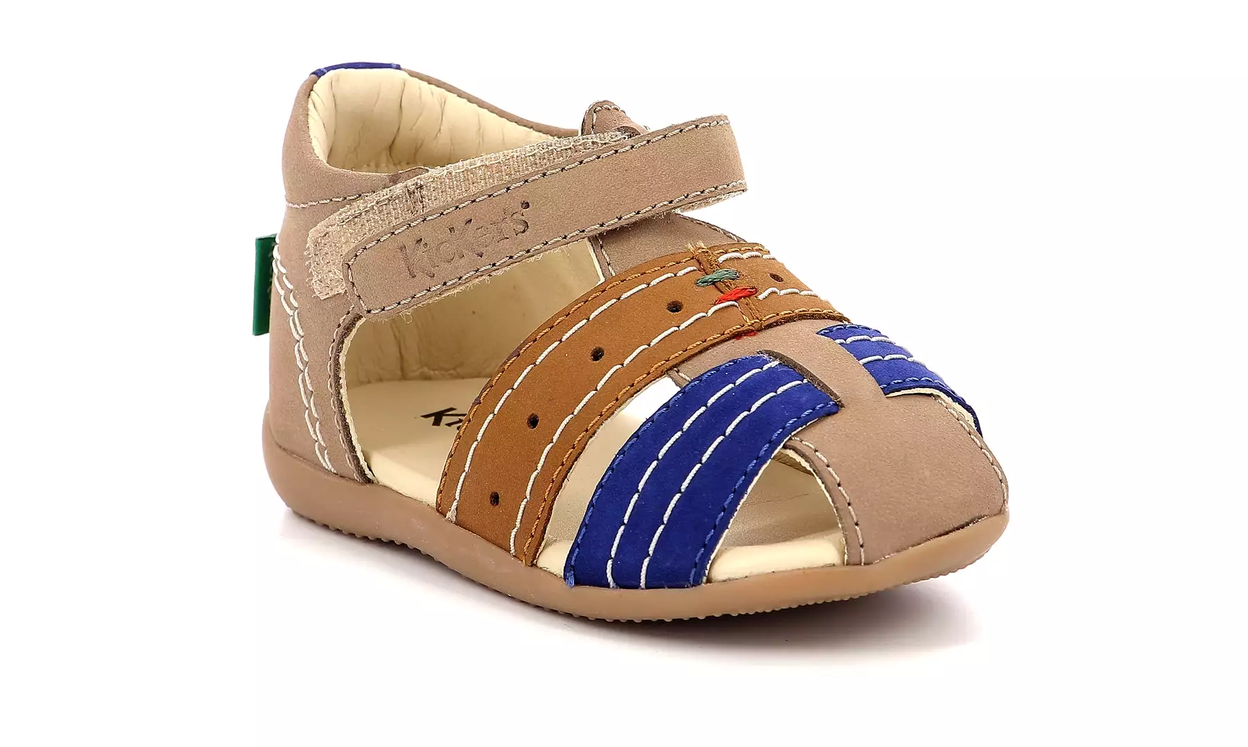 KICKERS BIGBAZAR camel & bleu Sandales Nu Pieds