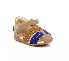 KICKERS BIGBAZAR camel & bleu Sandales Nu Pieds