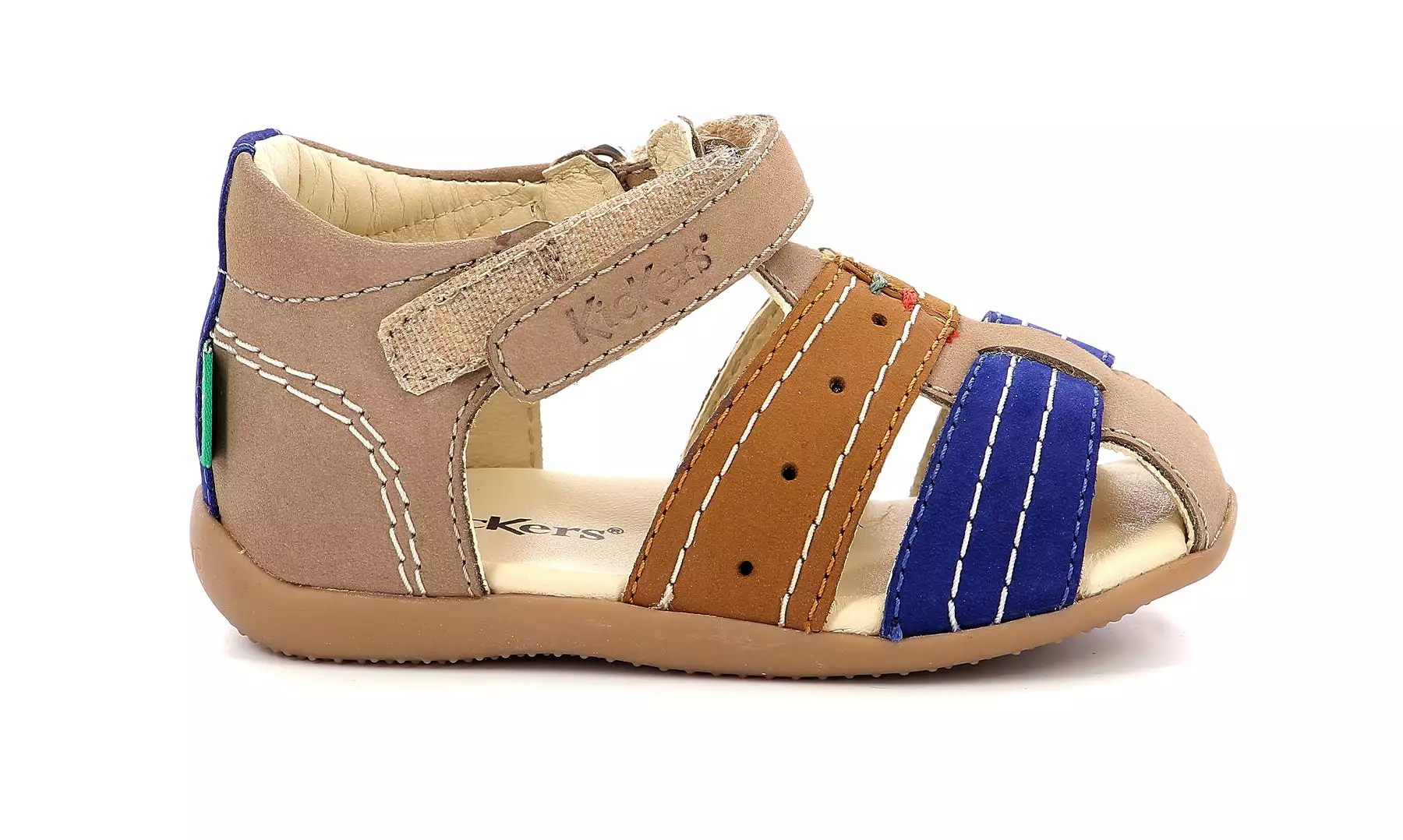 KICKERS BIGBAZAR camel & bleu Sandales Nu Pieds