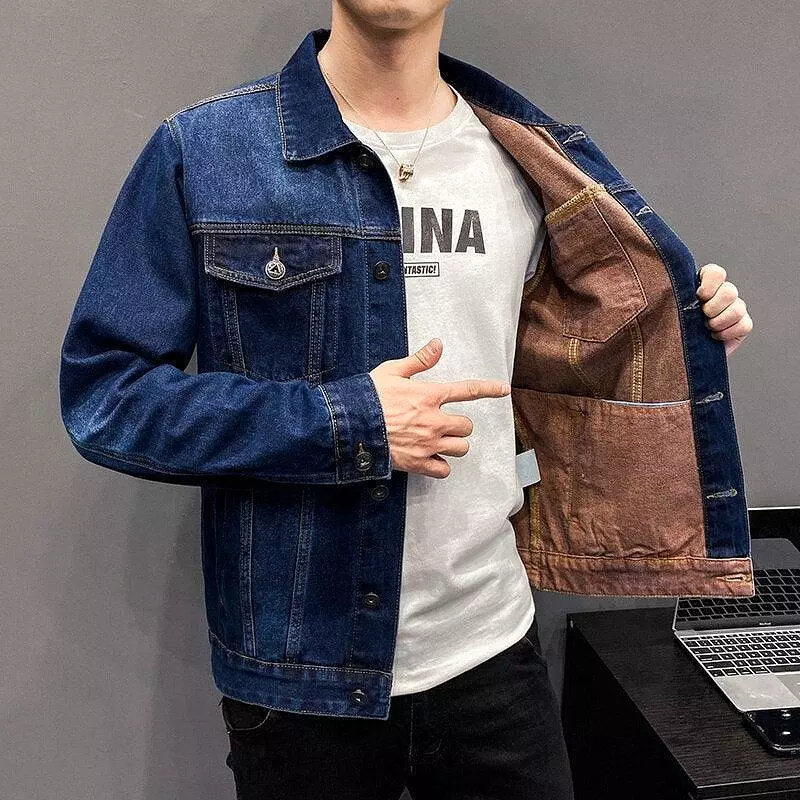 Lapel Denim Jacket Men