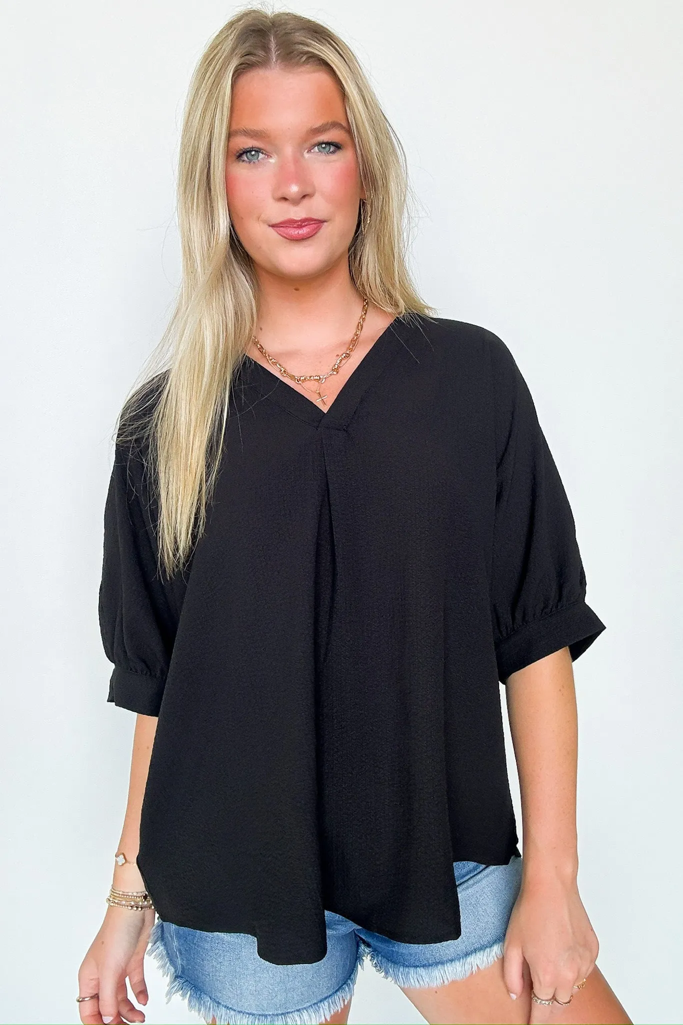 Lucie V-Neck Flowy Blouse Top