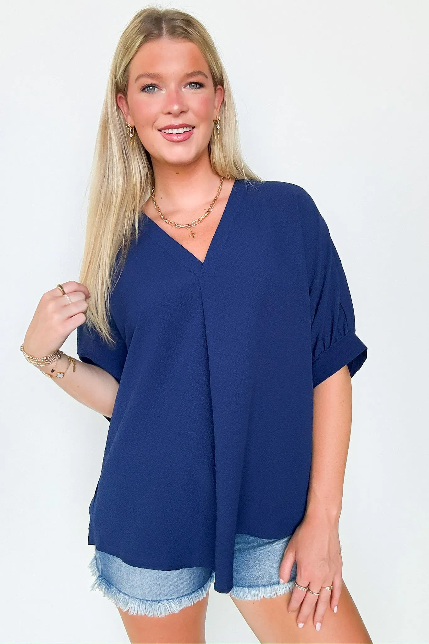 Lucie V-Neck Flowy Blouse Top