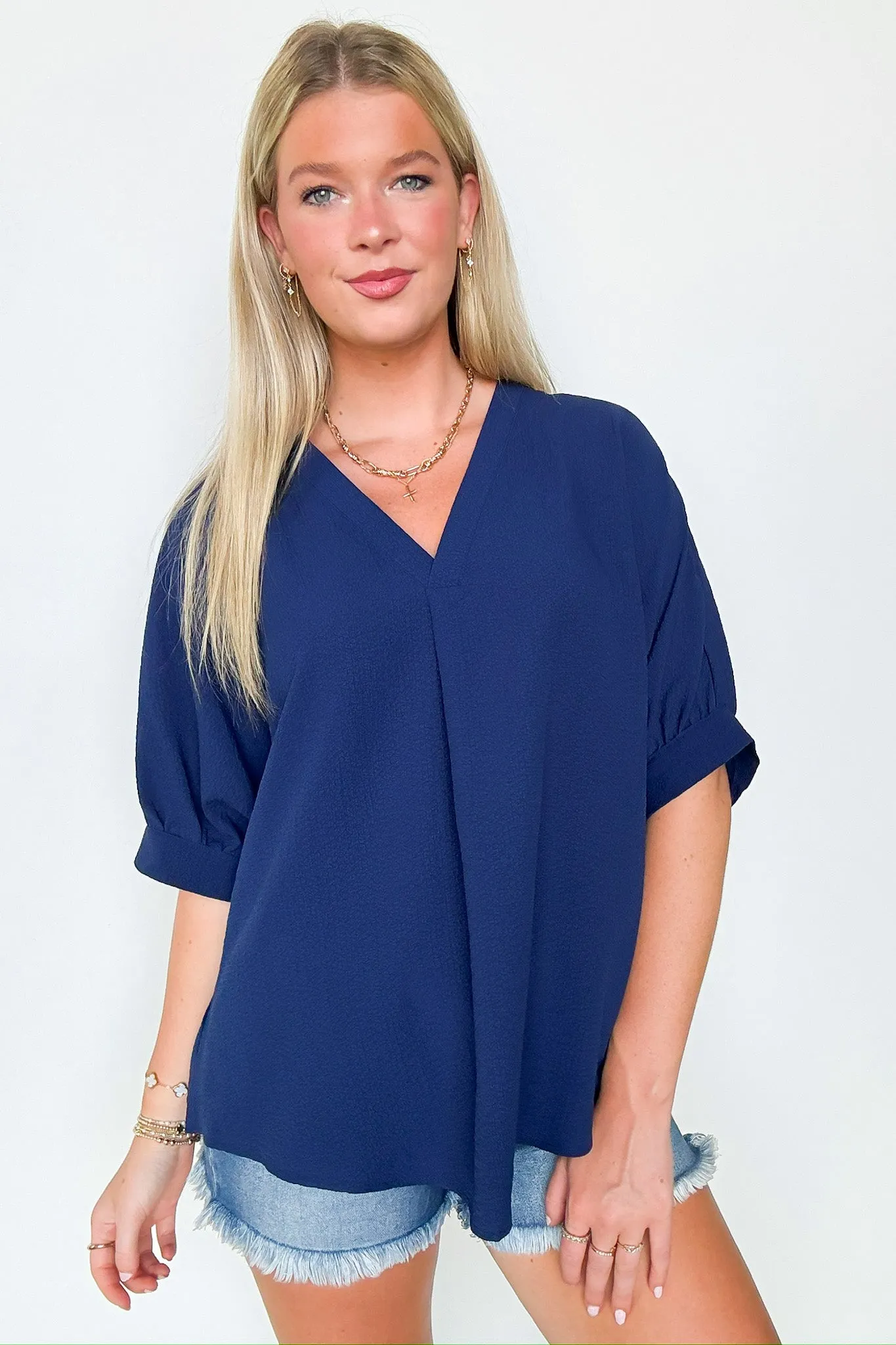 Lucie V-Neck Flowy Blouse Top