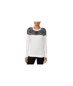 Maison Jules Womens Intarsia Knit Sweater