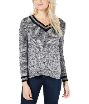 Maison Jules Womens Striped Trim Pullover Sweater