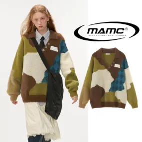 MAMC  |Unisex Street Style Long Sleeves Plain Oversized Logo