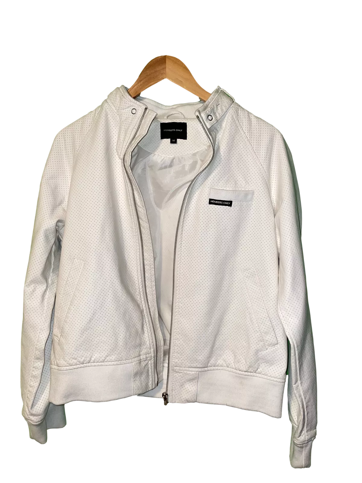 Members Only Men's Beige Medium Full Zip Long Sleeve Bomber Jacket