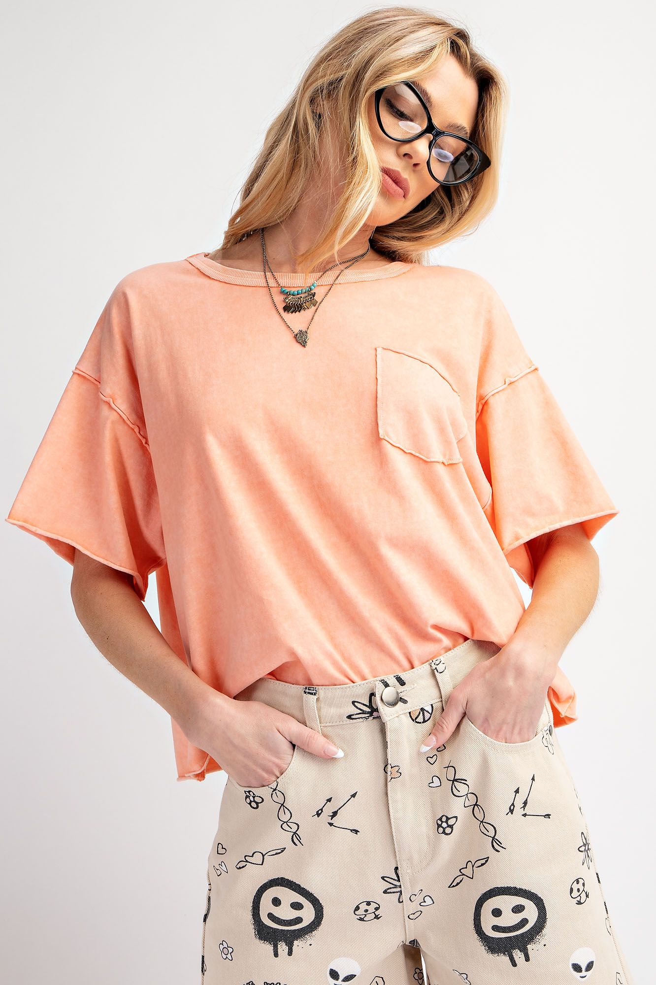 Mineral Washed Cropped Short Sleeve Top