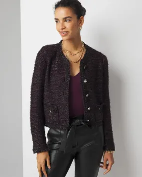 Petite Metallic Tweed Sweater Jacket