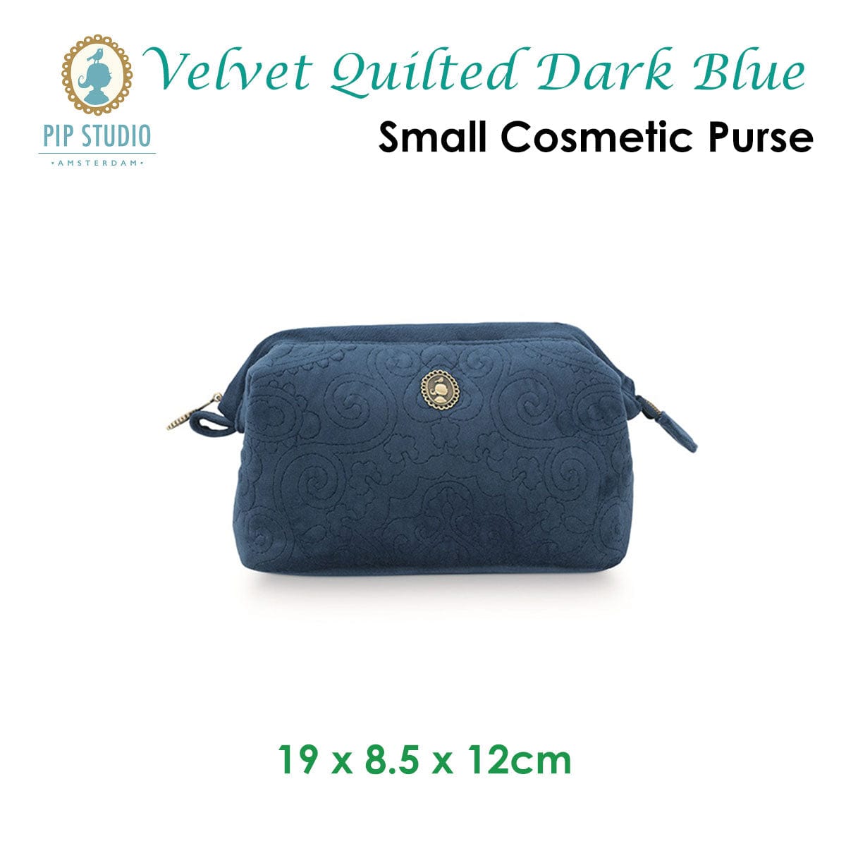 PIP Studio Velvet Quilted Dark Blue Small Cosmetic Purse