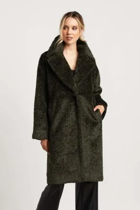 Polly Long Faux Fur Coat - Forest Green