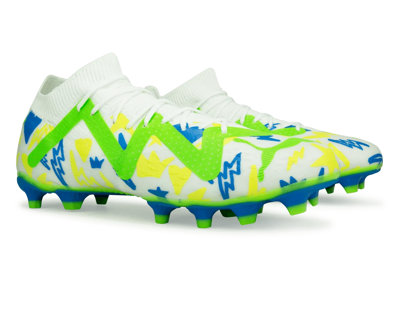 PUMA Men's Future Match x Neymar FG/AG White/Blue/Lemon